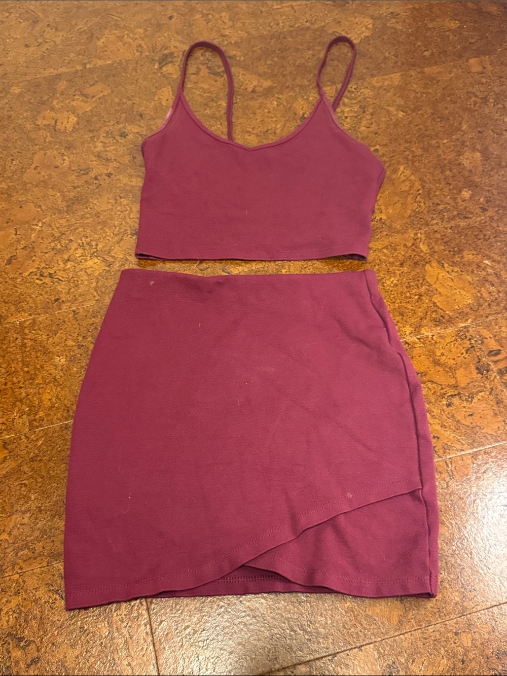 Sunday Best Aritzia Berry Asymmetrical Ribbed Matching Set